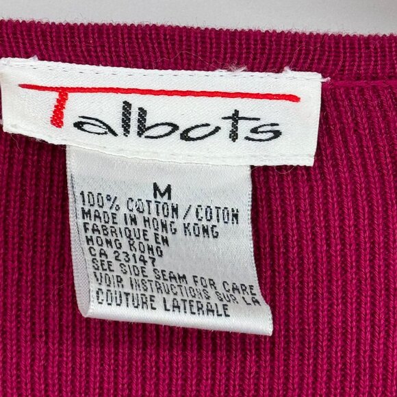 Talbots Women's raspberry pink Zip-Up Cardigan Sweater Pockets Sz Medium Cotton - Picture 3 of 7